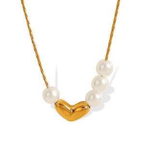 สร้อยคอไข่มุกรูปหัวใจ โซ่ทอง สำหรับผู้หญิง สวมใส่ได้ทุกวัน XL278 - Product Image 5