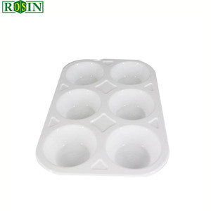 Trong suốt Pet nhựa dùng một lần vỉ khay hình chữ nhật 6 khoang bao bì cho bánh <span class=keywords><strong>muffin</strong></span> bánh pudding mochi bánh bao đông lạnh - Product Image 3