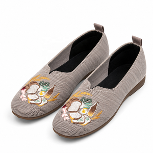2026 Mujeres Bordado Retro Flying Knit Zapatos Planos Ligeros Flexibles Suela Pvc Calzado Casual Diario Zapatos De Mujer - Product Image 5