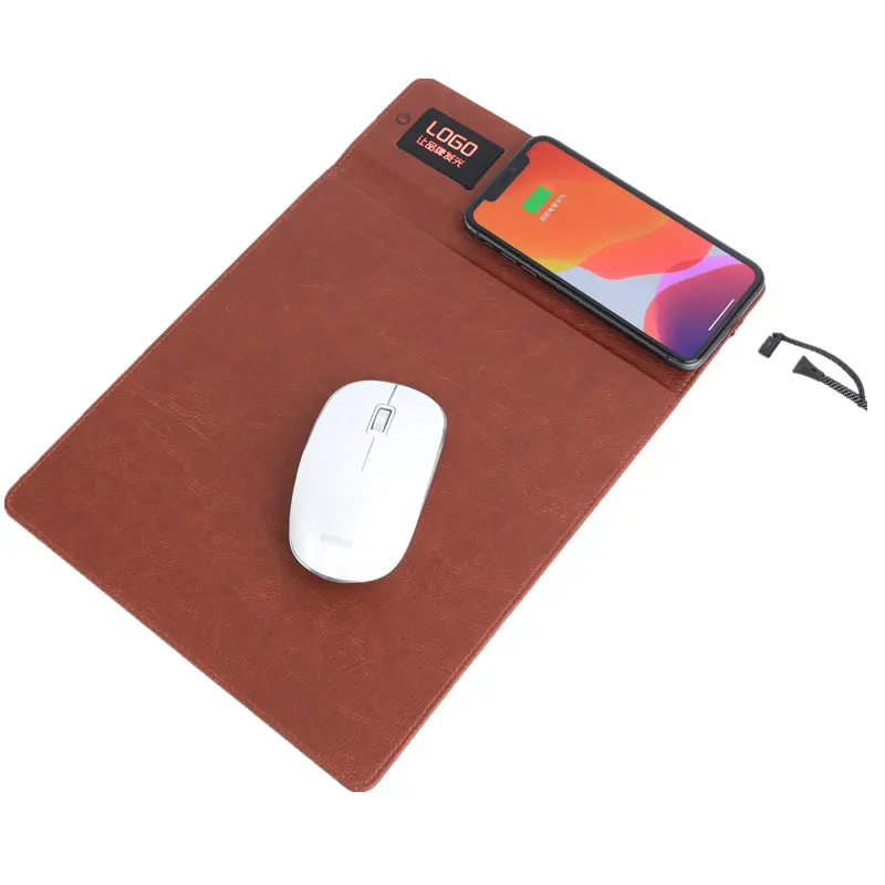 Tappetino per Mouse in stile migliore 2023 con caricabatterie Wireless da 10W e supporto per telefono tappetino di ricarica per telefono in similpelle personalizzato con luce a LED 2 pezzi