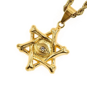 Collier en acier inoxydable plaqué or, cristal, strass, oeil <span class=keywords><strong>de</strong></span> <span class=keywords><strong>sagesse</strong></span>, squelette, étoile <span class=keywords><strong>de</strong></span> David, pendentif, bijoux turcs - Product Image 4