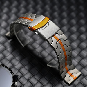 Di alta qualità reale titanio cinturini per orologio <span class=keywords><strong>Huawei</strong></span> GT5Pro GT4 46mm universale 22mm titanio acciaio cinghie arancione OEM Dropship - Product Image 4