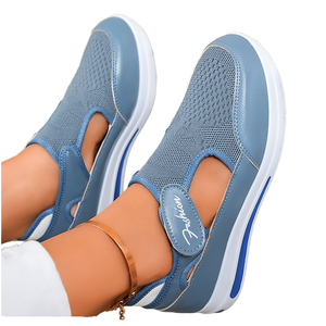 Chaussures décontractées pour femmes, toutes saisons, grandes tailles, <span class=keywords><strong>plateforme</strong></span> <span class=keywords><strong>compensée</strong></span>, en maille respirante avec fermeture Velcro pour l'été - Product Image 1