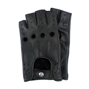 Half Finger Leather <b>Driving</b> <b>Gloves</b> with Breathable Perforated Design Non Slip Grip Unisex Style for Daily <b>Driving</b> All Seasons - Product Image 4