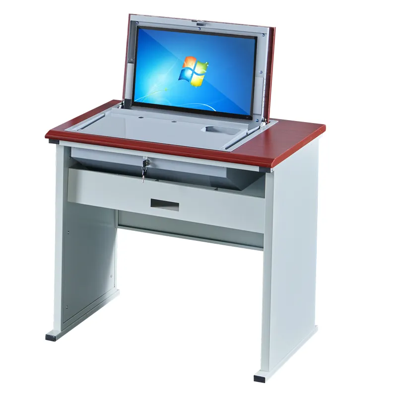 Virtual Machine Office Computer Flip Table Hidden Monitor Safe Box Paperless Computer Exam Table Computer Training Table