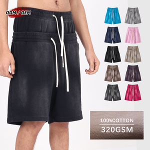 Shorts de Cintura Alta con Doble Cinturilla, Lavado y Desgastado, Estilo Cargo, Holgados, Casuales y Deportivos - Product Image 1