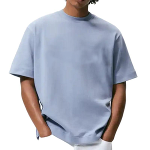 Camiseta de Lujo Personalizada para Hombre, 100% Algodón, Cuello Redondo, Hombros Caídos, Estilo Urbano, Talla Grande - Product Image 1
