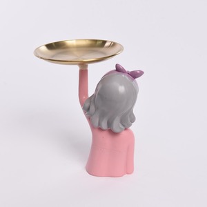 현대 저장 귀여운 수지 공예 장식품 사탕 주최자 트레이 책상 가정 장식 소녀 동상 - Product Image 5