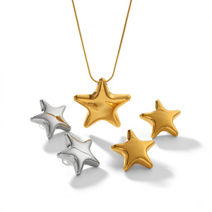 Star <b>Earring</b> And Necklace <b>Set</b> Gold <b>Silver</b> Stainless Steel <b>Stud</b> Jewelry For Women Gift Fashion Jewelry <b>Sets</b> - Product Image 5