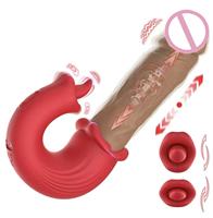Heißer Zungen-Vibrator mit 10 Stoß- und Leckmodi, G-Punkt und Klitoris-Stimulation, Silikon-Dildo, USB-Aufladbar, 100% Wasserdicht, 40dB