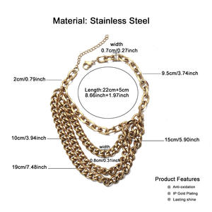 Sexy a catena lunga multistrato con nappine per le donne in acciaio inox placcato oro <span class=keywords><strong>scarpe</strong></span> tacco alto piedi catena Wed gioielli per feste - Product Image 6