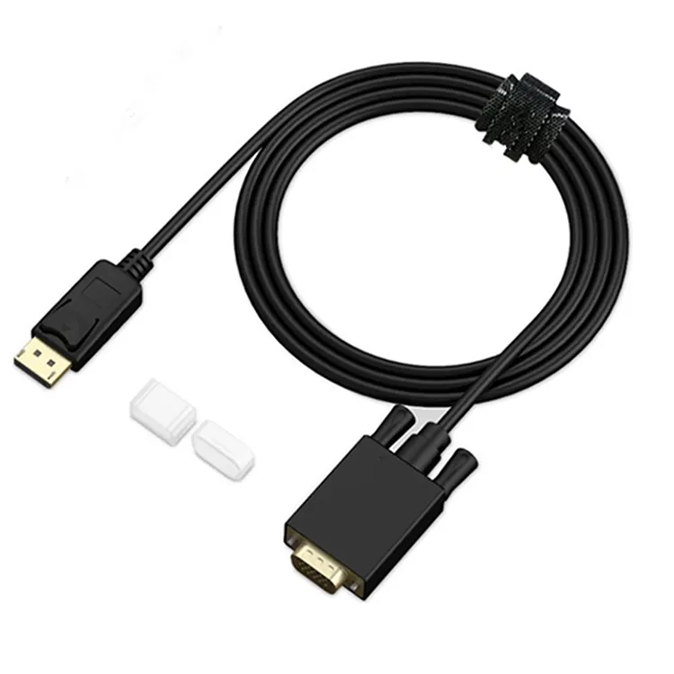 Display port to vga cable DP DisplayPort to VGA 6 Feet Cable Male to Male Gold-Plated Cord Compatible for computer connecters