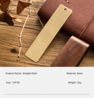 Règle en laiton usinée CNC, type fraisage, avec échelle gravée de précision, durable, pour la mesure de bureau et le dessin technique