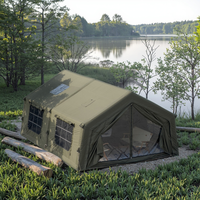 Tente de camping gonflable 17,2 pieds résistante à la pluie et à la neige, double couche, quatre saisons, installation rapide, deux chambres, salon, maison extérieure
