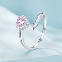Personnalisé coeur jointures fiançailles prix de gros bagues en argent Sterling minimaliste déclaration à la mode 925 opale dames bague rose