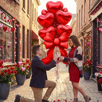 Ensemble de ballons en feuille d'aluminium en forme de cœur rouge pour la Saint-Valentin, mariage, fiançailles, anniversaire, fête romantique, kit de décoration de ballons à l'hélium