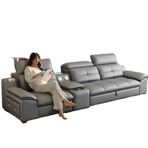 Divano a <span class=keywords><strong>L</strong></span> in Vera Pelle Moderno <span class=keywords><strong>2026</strong></span> con Interfaccia USB, Contenitore, Smontabile e Sollevabile - Set Arredamento Soggiorno - Product Image 3