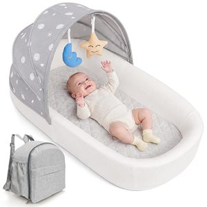 Portable Bassinet for Baby Travel & Home - Lightweight Foldable <b>Bedside</b> <b>Sleeper</b> with Breathable Mesh Carry Bag & Storage Pocket - Product Image 1