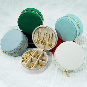 Logo Printed Luxury Organizer <b>Ring</b> Earrings Velvet Gift Jewelry Packaging <b>Custom</b> Jewellery Box - Product Image 4