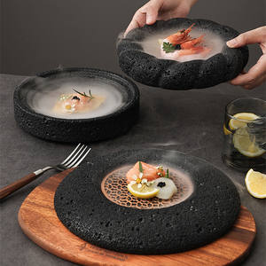 จานและภาชนะใส่อาหารแบบใช้กับน้ำแข็งแห้งสำหรับร้านอาหารสร้างสรรค์ หินภูเขาไฟ อาหารญี่ปุ่น ซาซิมิ ซูชิ ปลาแซลมอน อาหารทะเล จานเสิร์ฟ ภาชนะสำหรับโรงแรม ภาชนะสำหรับอาหารค่ำ - Product Image 6