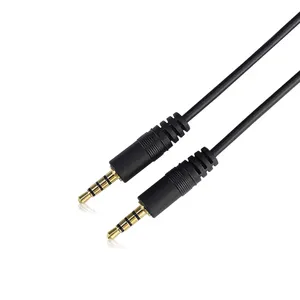 AUX kabel ekstensi Audio berlapis emas, kabel ekstensi Audio Headphone Trs 3 Core 24 Awg berpelindung 3.5 Male ke Male 2547mm 4 tiang lapis emas