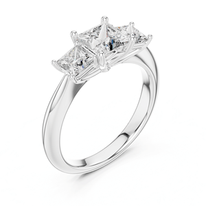 Anillo Elegante Clásico de Princesa con Tres Piedras, Anillo con Halo de Diamantes, Plata de Ley 925, Regalo de Aniversario o Boda - Product Image 5