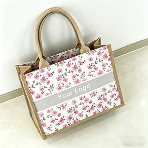 <span class=keywords><strong>Bolsa</strong></span> <span class=keywords><strong>de</strong></span> Mano Casual <span class=keywords><strong>de</strong></span> Yute Ecológica Grande con Impresión Personalizada al por Mayor, con Dos Correas para el Hombro para Mujer, Pañuelo <span class=keywords><strong>de</strong></span> Seda Colorido - Product Image 2