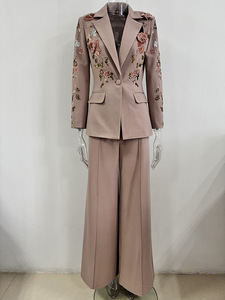 A10605 Migugarment 2025 Neues Design 3D Blumen-Stickerei Zweiteiler Anzug mit Umlegekragen, Langen Ärmeln und Hose Formeller <span class=keywords><strong>Blazer</strong></span> - Product Image 2