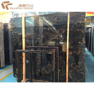 <span class=keywords><strong>Precio</strong></span> de fábrica Atenas Mármol negro y dorado Losas de mármol Portoro negro para azulejos de pared de escaleras - Product Image 2