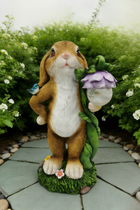 Conejito Marrón con Linterna Solar en Forma de Flor y Figura de Pájaro - Product Image 2