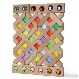 Bloques de construcción de madera con gemas acrílicas, 38-50 piezas, juguetes educativos para niños de 2 a 6 años - Product Image 3