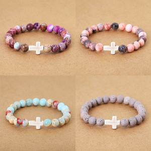 Bracelet en pierre naturelle avec perles de verre colorées, design créatif, qualité supérieure, prêt pour l'emballage de détail, commande en gros, personnalisation - Product Image 1