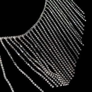 3Mm Cup Rantai Berlian Imitasi Hiasan 12Cm Lebar Kristal Rumbai Dekorasi untuk Sepatu Garmen