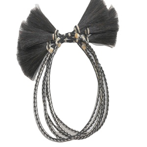 Western Decor Cowboy Rosshaar HAT BAND 5 Strang Schwarz/Silber Pferdehaar 1/2 "Hutband mit langer Maultier quaste - Product Image 6