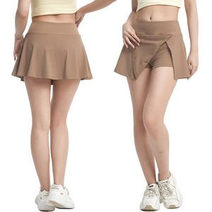 Lanyu Logotipo Personalizado Respirável Umidade Wicking 4-way Stretch Nova Moda Side Slit Cintura Alta Golf Tennis Gym 2 em 1 Saia Bolso - Product Image 5