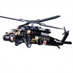 Bloques de Construcción de Helicóptero Armado Black <span class=keywords><strong>Hawk</strong></span>, 692 Piezas, Plástico ABS, Modelo de Transporte para Armar, Juguete para Niños - Product Image 1