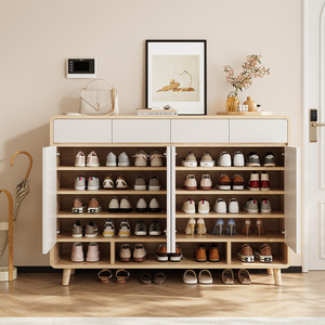 Pallet di legno antipolvere scarpe portaoggetti stack organizzatore stile moderno per la casa scarpe di stoccaggio - Product Image 1