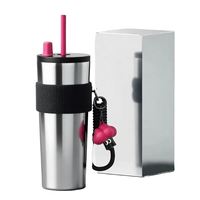 Gobelet isotherme en acier inoxydable personnalisé avec dégradé de couleurs, bande en silicone anti-chute et cordon décoratif, idéal pour les cadeaux (vente en gros)