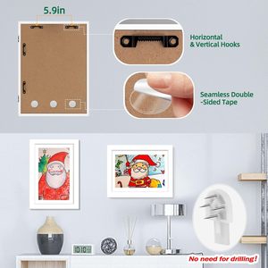 กรอบรูปไม้กันน้ำสำหรับงานศิลปะเด็ก ขนาด 8.5x11 นิ้ว เปิดด้านหน้า สีขาว แบบ Shadow Box สามารถเปลี่ยนภาพได้ - Product Image 4