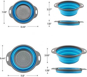 Kitchen Colander Strainer Set Collapsible Colanders Set Foldable Food <b>Basket</b> Strainers Kitchen Drainer for Draining Pasta Vege - Product Image 4