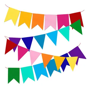 Bán buôn 100% polyester trang trí màu rắn treo tam giác Bunting cờ