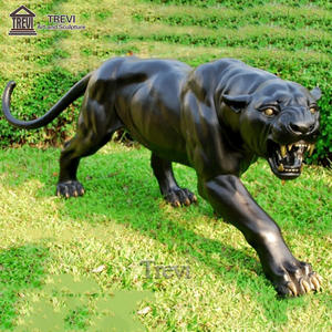 TREVI réserve faunique métal Art Animal Sculpture Antique décoratif grandeur nature noir laiton panthère Statue coulée Durable - Product Image 3