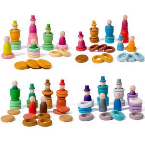 <span class=keywords><strong>Blocchi</strong></span> di Costruzione Rainbow Little Man <span class=keywords><strong>in</strong></span> <span class=keywords><strong>Legno</strong></span> Massello, Stile Waldorf, Dischi Colorati Primavera-Estate-Autunno-Inverno, Giocattolo Educativo - Product Image 5