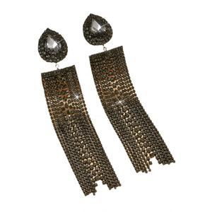 Pendientes Largos con Borlas Estilo Europeo Americano para Mujer, Elegantes y Modernos, con Forma de Gota de Agua, Incrustaciones de Diamantes, Aleación de Plata y Oro - Product Image 6