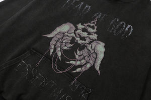 Sudadera con Capucha Estilo Vintage con Diseño de Mano de Buda, Tendencia de Moda Mítica, Sudadera con Capucha Estilo FOG 24 - Product Image 2