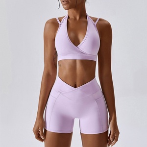 Marque privée Nouvelle arrivée Soutien-gorge dos nu Ensemble de yoga Scrunch Sports Yoga Ensembles courts pour les femmes - Product Image 1