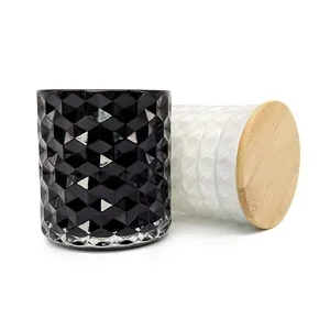 Polished white and black Reusable black glass soy wax scented candle/aroma candle