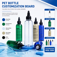Bouteilles rondes en plastique vert Bullet Cosmo 120 ml, flacons d'huile à étiquette privée, distributeurs à bec verseur Yorker
