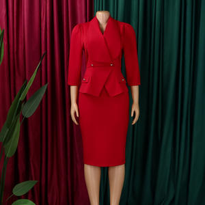 Nouvelle <span class=keywords><strong>robe</strong></span> de bureau pour femmes, mode, <span class=keywords><strong>col</strong></span> large, manches trois quarts, <span class=keywords><strong>robe</strong></span> de bureau OL - Product Image 6