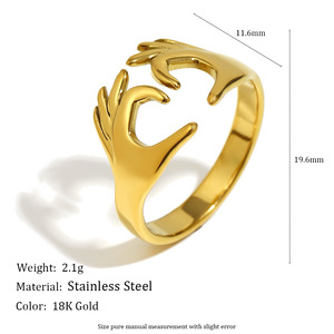 Stainless Steel 18K Gold Plated Abstract Hollow Open <b>Ring</b> Star Moon Floral Trendy <b>Statement</b> Finger <b>Ring</b> For Women Daily Jewelry - Product Image 5